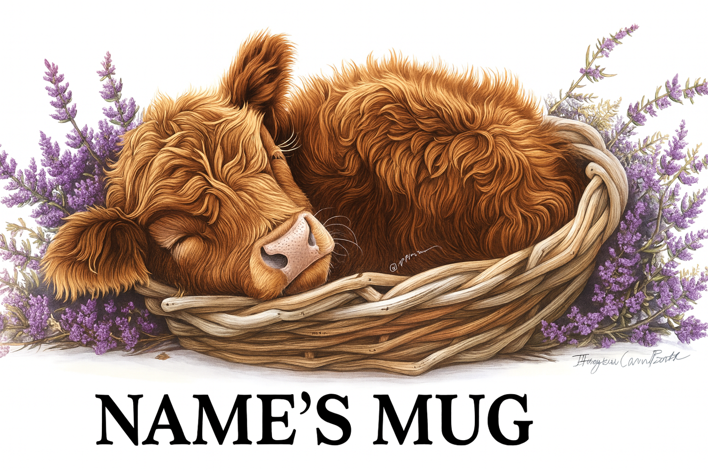 11oz Personalised Sleeping Cow Mug.