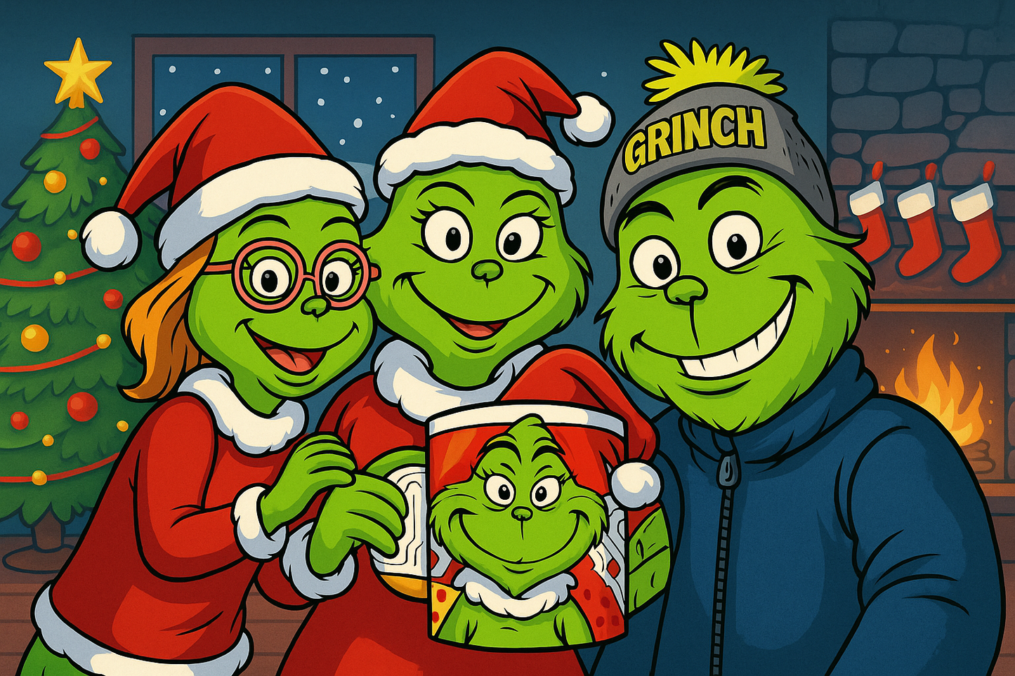 Personalised Grinchmas Mug β Funny Cartoon Grinch Christmas Mug, Custom Holiday Gift, 11oz Festive Coffee Cup