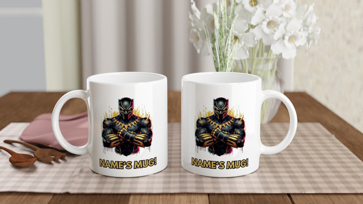 11oz Personalised 'Named' Black Panther Mug.