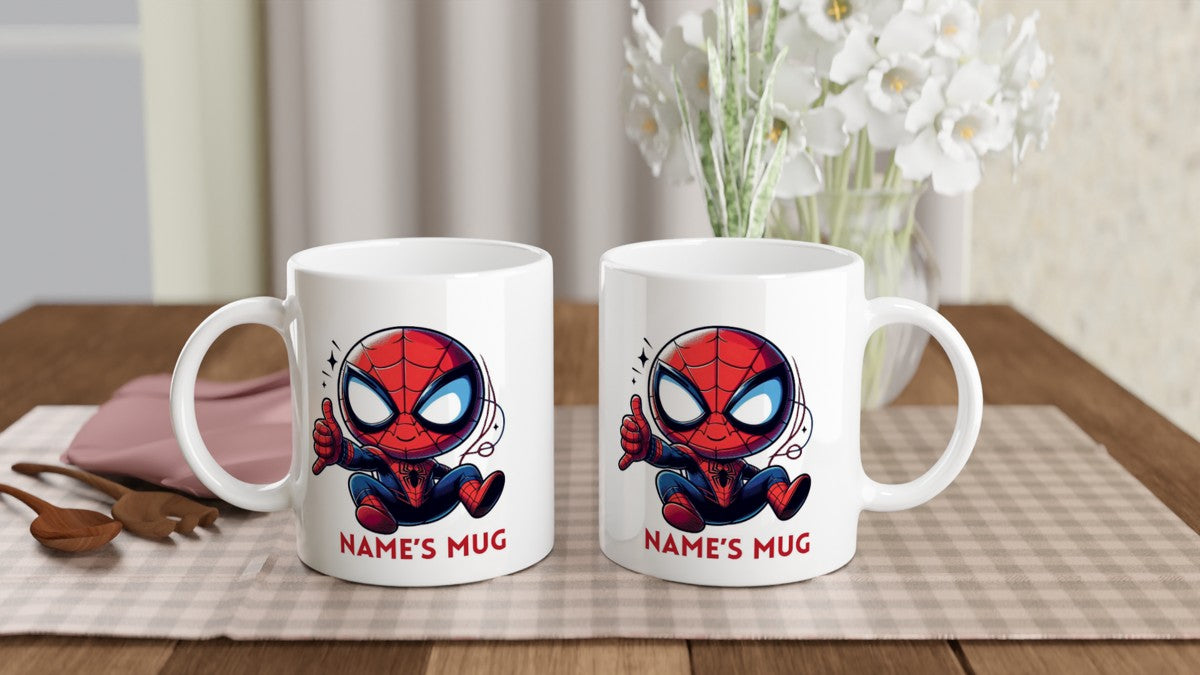 11oz Personalised 'Named' Cartoon Spiderkid Mug.