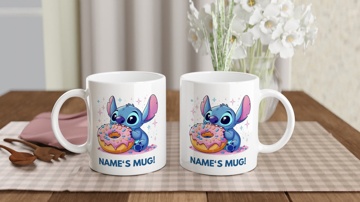 11oz Personalised 'Named' Stitch with Donut Mug.