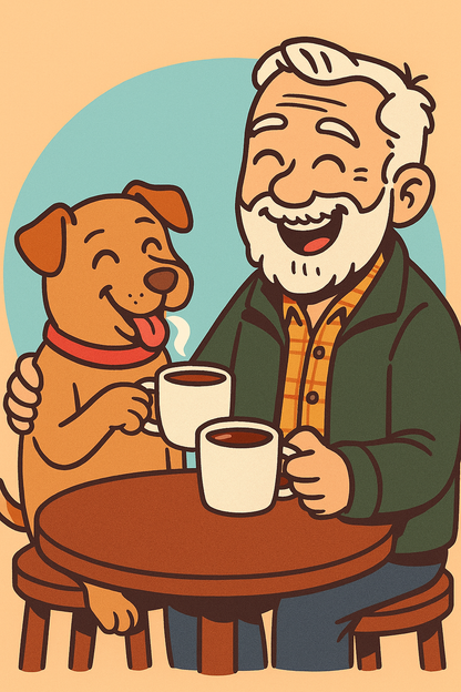 11oz Personalised 'Owner and pet sharing coffee' Mug.