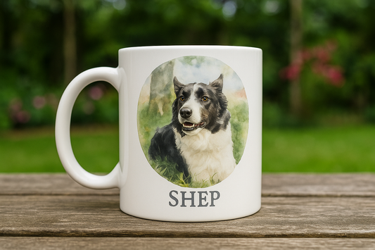 11oz Personalised Watercolour of you Pet with their Name.