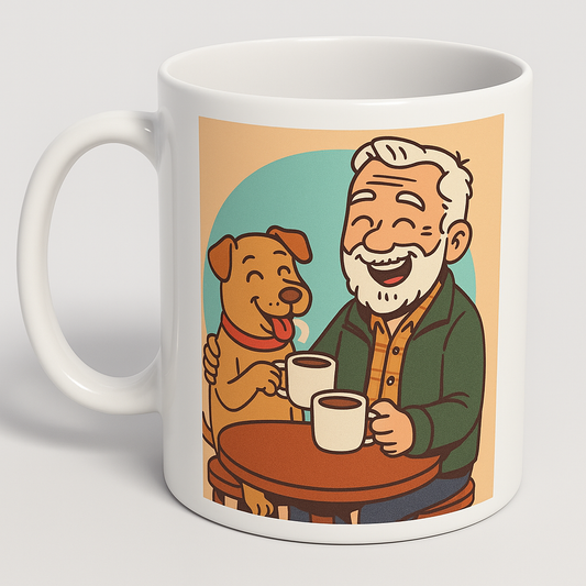 11oz Personalised 'Owner and pet sharing coffee' Mug.