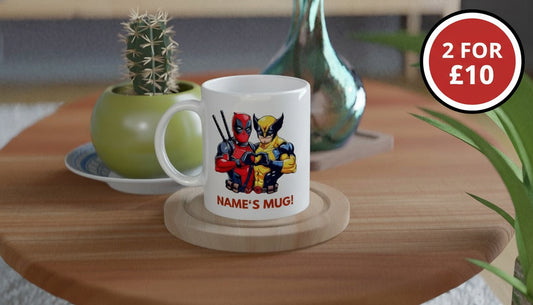 11oz Personalised 'Named' Deadpool & Wolverine Mug.