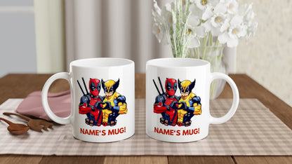 11oz Personalised 'Named' Deadpool & Wolverine Mug.
