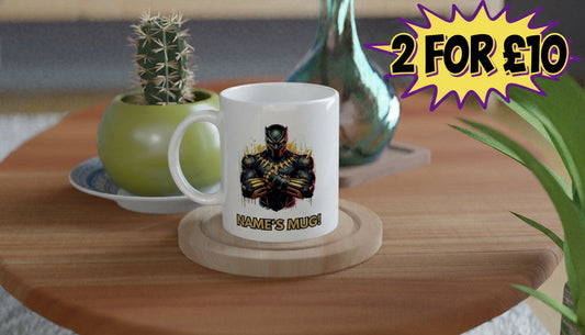 11oz Personalised 'Named' Black Panther Mug.