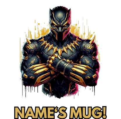 11oz Personalised 'Named' Black Panther Mug.