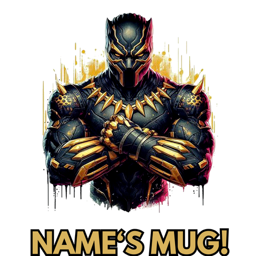 11oz Personalised 'Named' Black Panther Mug.
