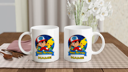 11oz Personalised 'Named' Pokemon Happy Birthday Mug.