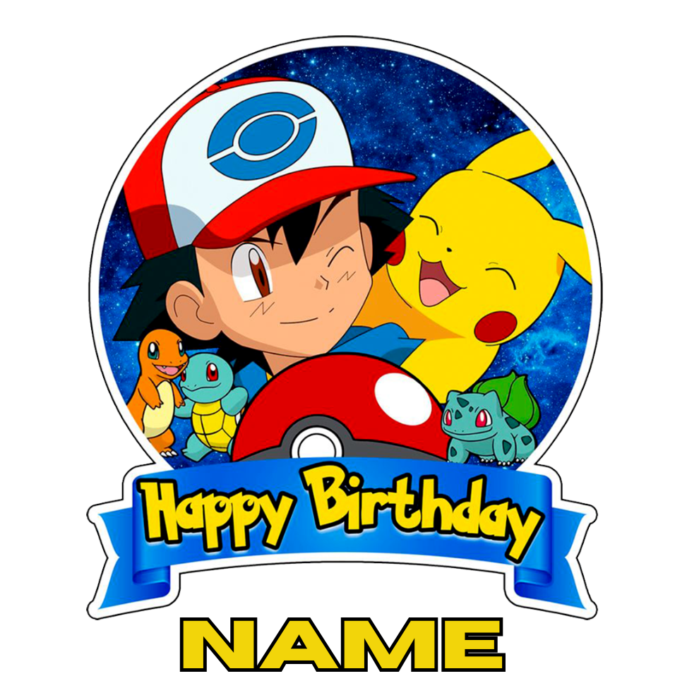 11oz Personalised 'Named' Pokemon Happy Birthday Mug.