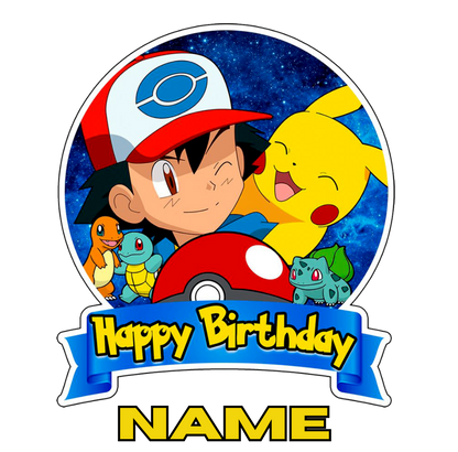 11oz Personalised 'Named' Pokemon Happy Birthday Mug.