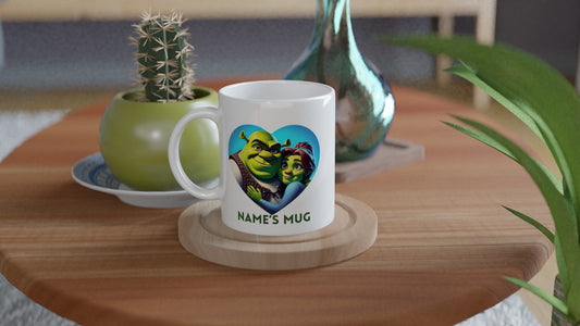 11oz Personalised 'Named' Shrek and Fiona Mug.