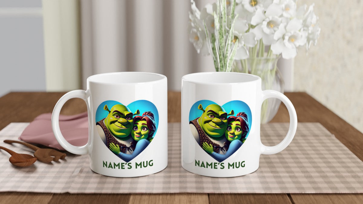 11oz Personalised 'Named' Shrek and Fiona Mug.