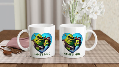 11oz Personalised 'Named' Shrek and Fiona Mug.