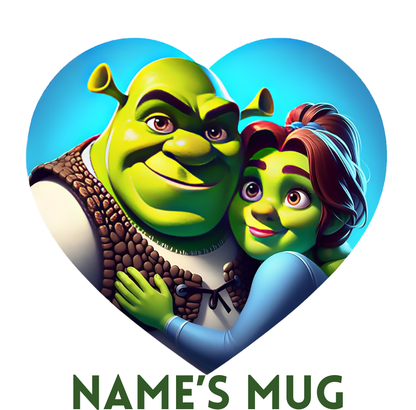 11oz Personalised 'Named' Shrek and Fiona Mug.