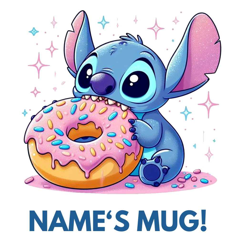 11oz Personalised 'Named' Stitch with Donut Mug.