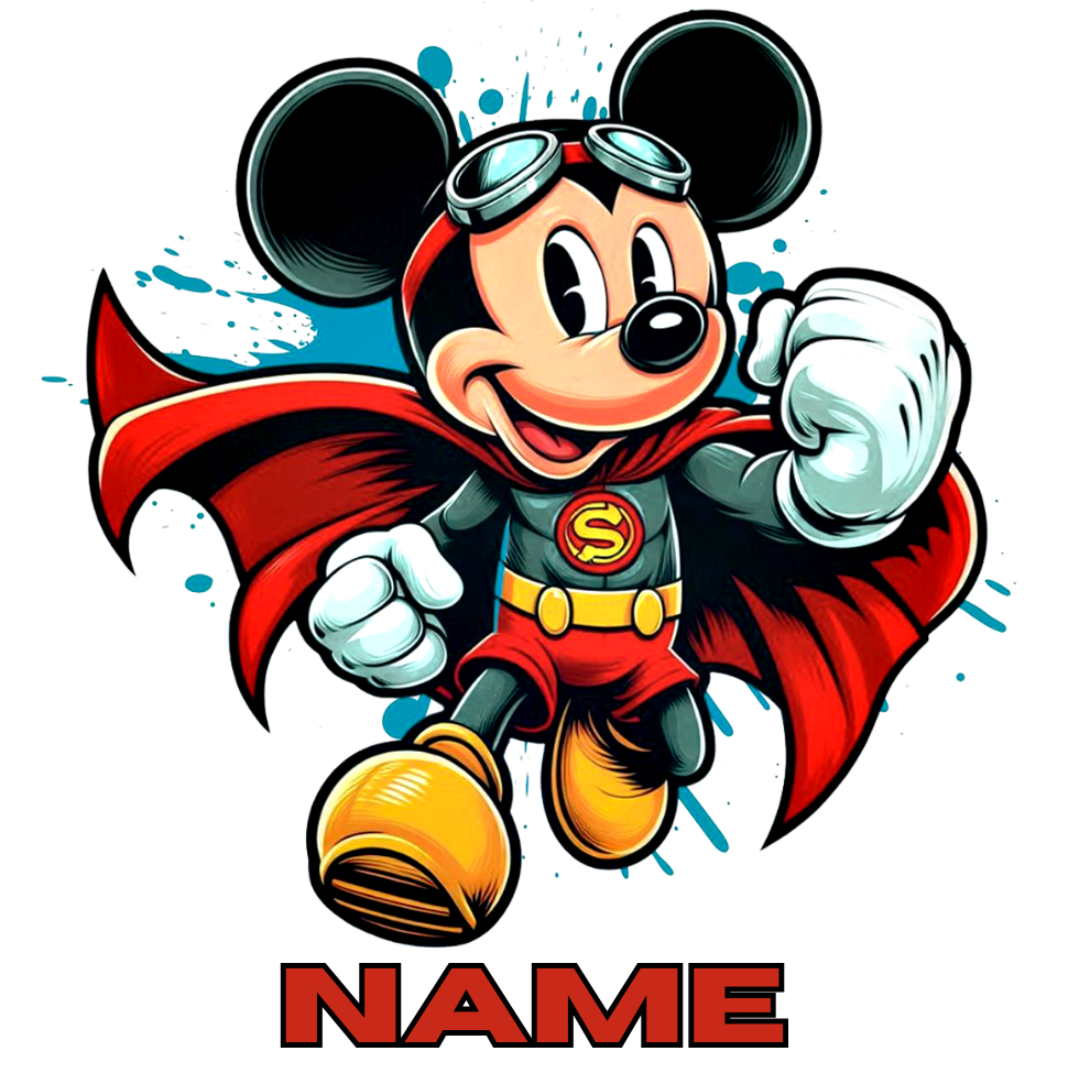 11oz Personalised 'Named' Superhero Mickey Mouse Mug.