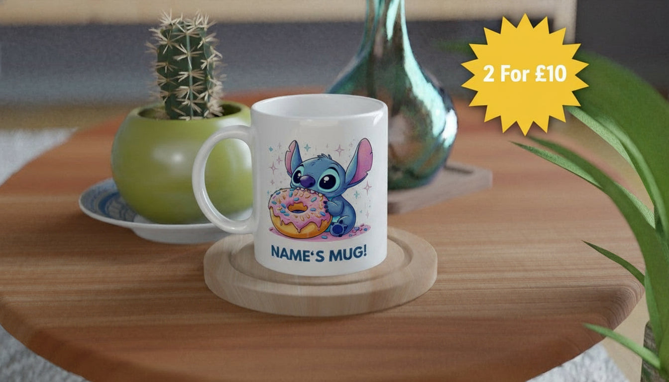 11oz Personalised 'Named' Stitch with Donut Mug.