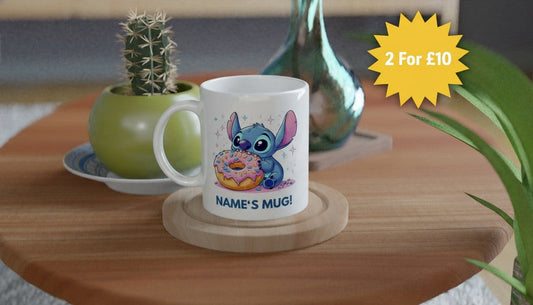 11oz Personalised 'Named' Stitch with Donut Mug.